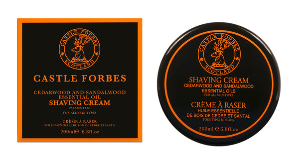 Castle Forbes Shaving Cream 200ml - Cedarwood & Sandalwood Essential Oil